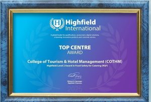 Top Centre Award COTHM Highfield UK