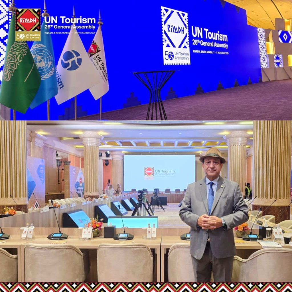Ahmad Shafiq receiving UN Tourism membership recognition for COTHM Global