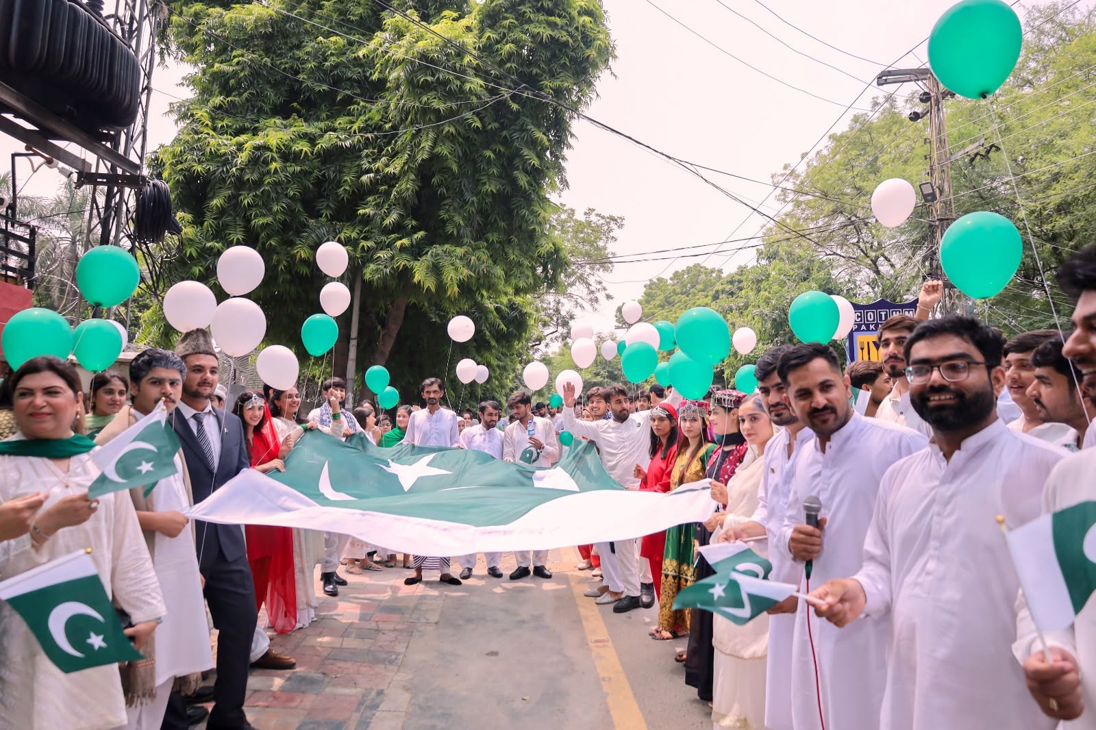 Students participating in Pakistan Independence Day activities
